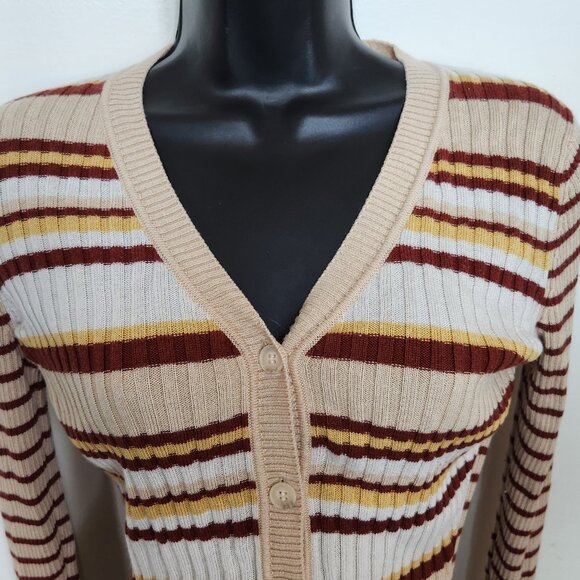 NWOT Naadam Striped Silk & Cashmere ribbed Cardigan Sz S - Picture 7 of 12